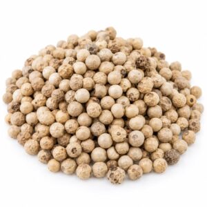 Whole dried white peppercorns supplied by PROMA Malaysia